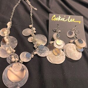 Cookie Lee- genuine capiz shell necklace and earrings